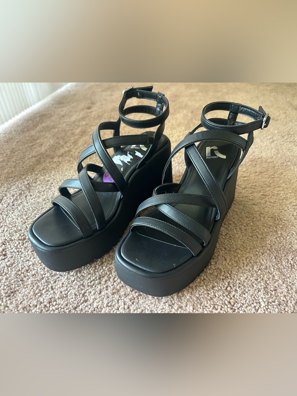 Report Black Strappy Platform Sandals